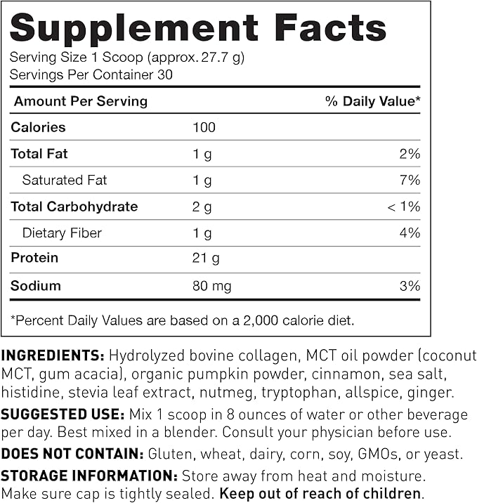 Amy Myers MD Paleo Protein Powder - Pumpkin Spice, 30 Servings - Collagen-Based Gut Function Support - Gluten-Free & Non-Dairy Protein Supplement