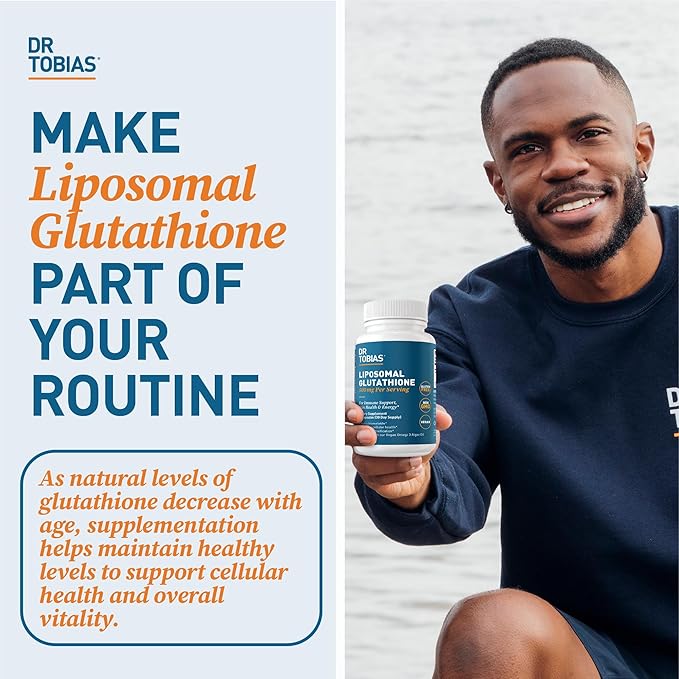 Dr. Tobias Liposomal Glutathione, 500mg Per Serving - Highly Bioavailable Glutathione Supplement, Supports Energy, Skin & Immune Health - Vegan, Gluten-Free, Non-GMO, 60 Capsules, 30 Servings