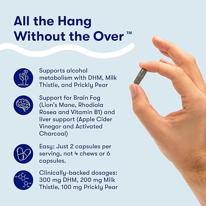 Flyby Recovery Supplement - All The Hang, Without The Over!™ - with Milk Thistle, Vitamin C, Activated Charcoal, and Apple Cider Vinegar - Pre & Post Drinking Formula (240 Count)