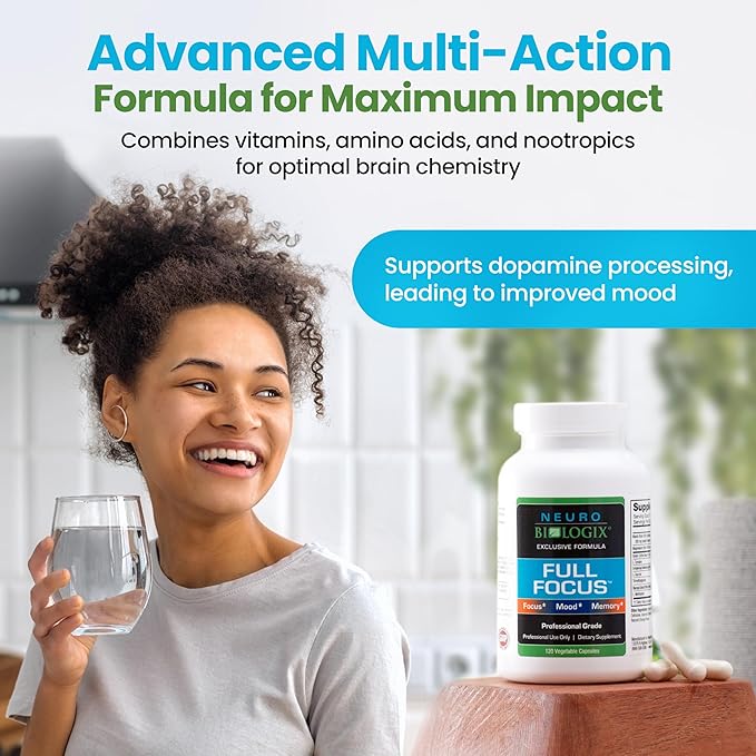 Full Focus™ 120 Capsules – Comprehensive Brain Supplement for Optimal Cognition, Brain Focus and Memory – Brain Support Supplement to Promote Enhanced Mood, Relaxation, Dopamine Balance and More