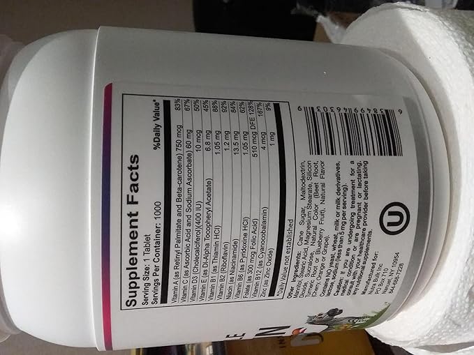 Children’s Chewable Multi-Vitamins - Promoting Kids' Overall Development - USA-Made, May Help to Support Immune, Bone, Brain & Overall Well Being- Vegan & Gluten Free - 6000 Cherry Tablets