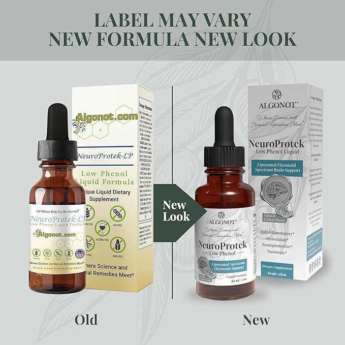 NeuroProtek Low Phenol Liquid - 60 Servings, The only Luteolin Liquid Formulation for Rapid Absorption. Exclusive Patented Combination of Luteolin and Other Flavonoids in Olive Pomace Oil with EVO