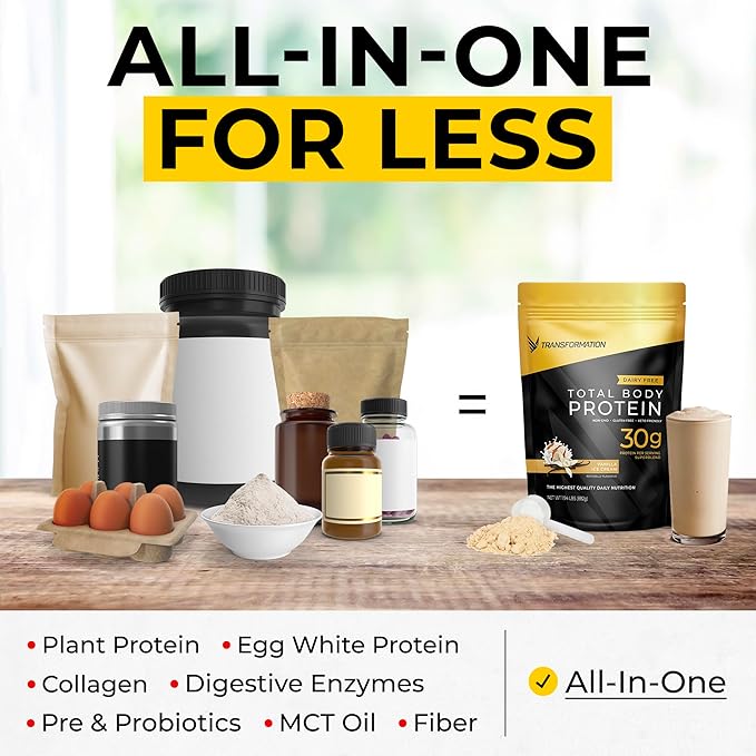 Transformation Vanilla Protein Powder & Performance Insulated Shaker Bottle | 30G Multi-Protein Superblend | Collagen Peptides, Egg White & Plant Blend | MCT Oil | BCAA Amino Acids