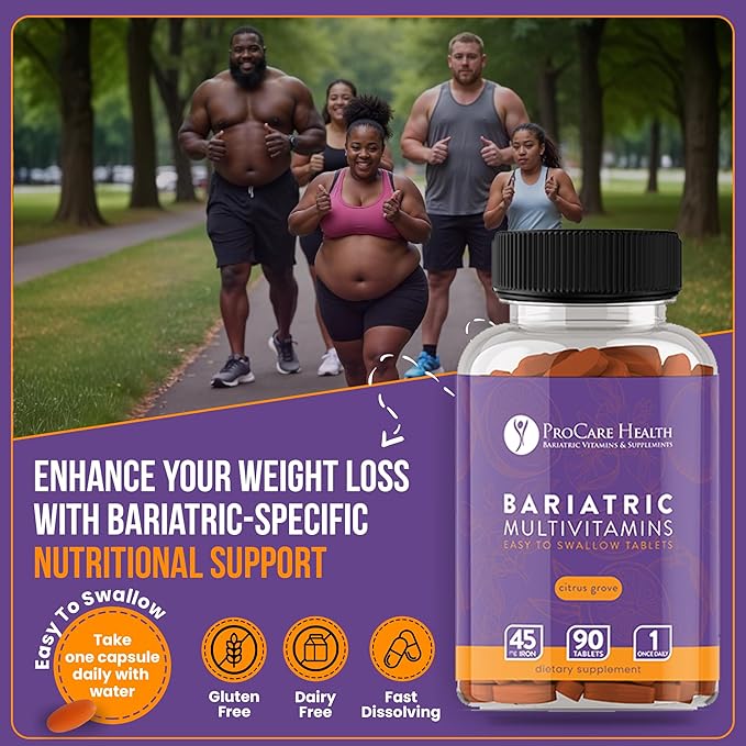 ProCare Health Bariatric Multivitamin with Iron 45mg (90 Easy to Swallow Tablets) - Post Op Bariatric Vitamins for Gastric Bypass Pills for Sleeve Patients, Sustains Recovery & Energy (3 Month Supply)