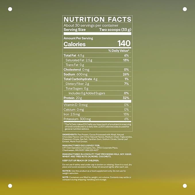 VITAL Vegan Protein - Trusted by Life Time fitness Members - Plant-Based Protein Powder - Made from Pea Protein - Supports a Healthy Immune System - Gluten Free & Soy Free - Chocolate, 30 Servings