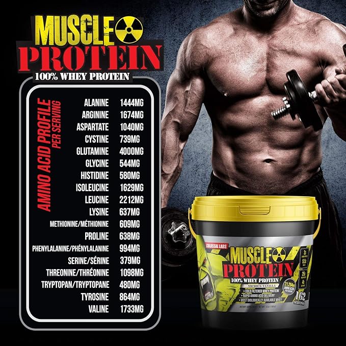Muscle Protein Whey Powder [12 lbs/Pack of 1]– Cold Filtered, 25g Pure Protein, 6.6g BCAAs (Packaging May Vary) (12LB, Chocolate)
