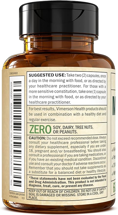 Multivitamin for Men – Methylated Mens Multivitamins & Multiminerals Capsules with Vitamin B12, A, D, C, Zinc, Magnesium & More for Complete Daily Support – High Potency Bioavailable Vitamins for Men
