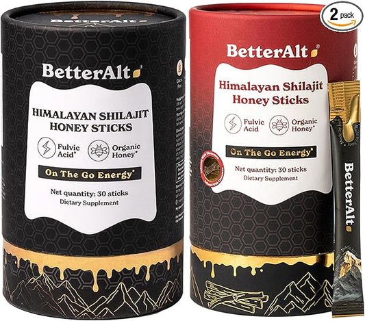 Pure Himalayan Shilajit Sticks with Organic Honey, Saffron | Easy to Consume Shilajit| Energy Boost & Immune Support, 85+ Trace Minerals, 75%+ Fulvic Acid (Pack of 2) Classic + Cinnamon