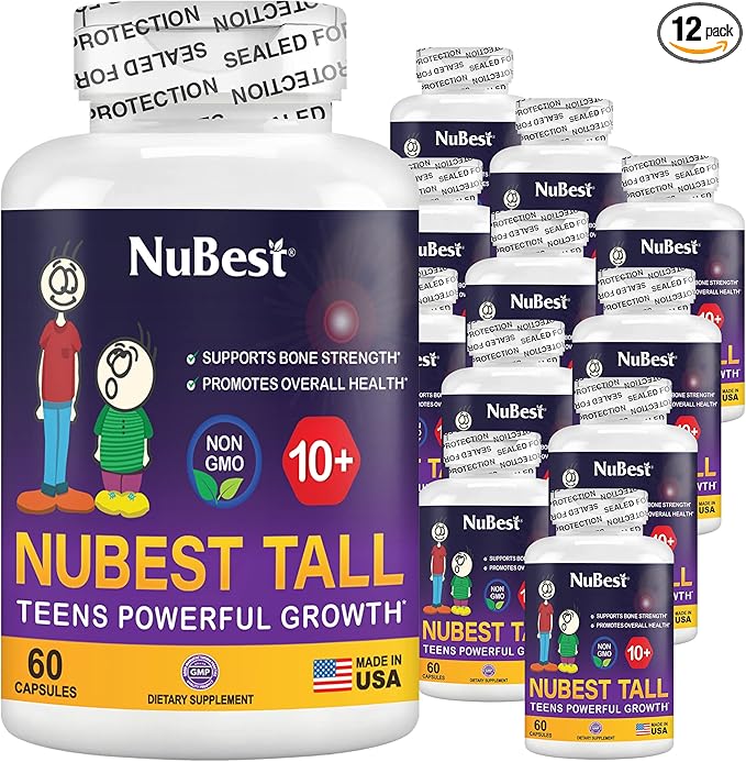 NuBest Tall 10+ - Bone Strength Supplement for Children (10+) & Teens Who Drink Milk Daily with Calcium, Vitamins & Minerals - 12 Pack