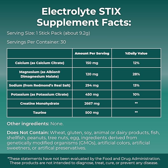 MYOXCIENCE Electrolyte STIX | Creatine Electrolyte Powder | Recovery from Exercise & Muscle Development w/Real Salt (Unflavored) (Stix 30 ct)