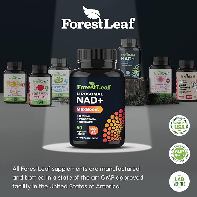 NAD+ Supplement – 1200mg Liposomal NAD Resveratrol Supplements for Women & Men – High Absorption Energy & Focus Support for Healthy Aging (60 Caps)