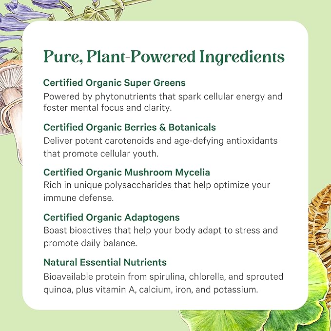 PURE SYNERGY Superfood Capsules | Organic Superfood & Greens Supplement | Whole Foods Like Super Greens, Spirulina, & Mushrooms | for Energy, Healthy Aging & Immune Health (270 Capsules)