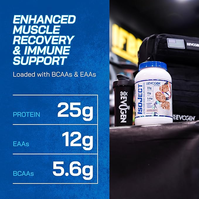 Evogen Isoject - Whey Protein Isolate | Ultra-Pure Whey Protein Powder with Ignitor Enzymes, BCAAs, and EAAs | Enhanced Absorption & Recovery | Oatmeal Cookie | 25 Servings