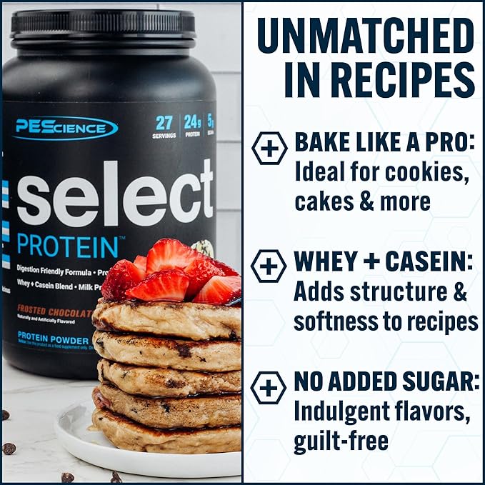 PEScience Select Protein Powder, Whey and Casein Blend, Clean Protein Powder for Women and Men, Low Calorie, Low Carb, Keto Friendly, Gluten Free - Frosted Chocolate Cupcake - 55 Servings