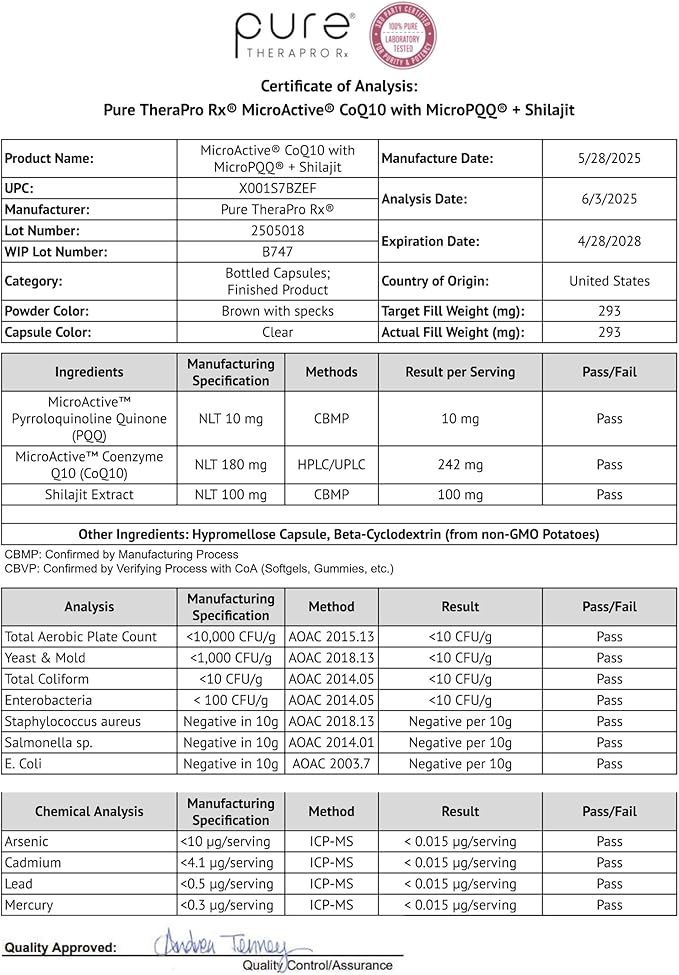 MicroActive CoQ10 Enhanced with MicroPQQ + Shilajit “Sustained Release” 60 Veg Caps | Convenient Once a Day Clinical Dose | 2 Month Supply | Vegan | Pharmaceutical Grade