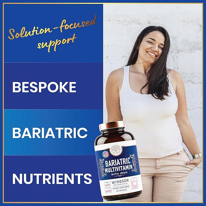 Bariatric Multivitamin with Iron - 45mg Iron Easy to Swallow, One a Day Bariatric Vitamins for Women and Men - Gastric Bypass, Gastric Sleeve Recovery Vitamin Multivitamins - 30 Caps