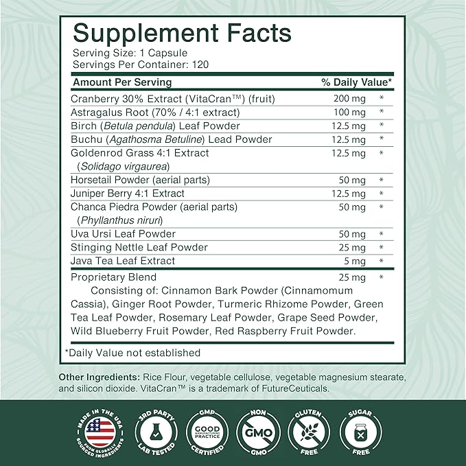 PurePremium Kidney Support Supplement – Kidney Cleanse Detox & Repair with Cranberry Extract & Astragalus - 21-in-1 Complex Supports Normal Bladder, Urinary Tract & Kidneys Health - 120 Day Supply
