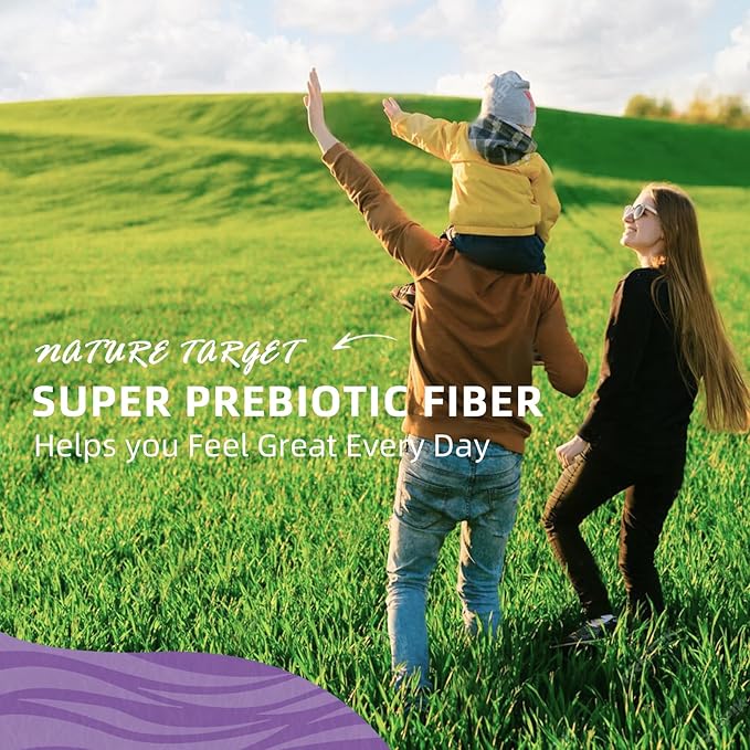 NATURE TARGET Daily Fiber Supplement - Soluble Prebiotic Fiber Powder for Gut Health, Whole Food High Fiber for Digestive Health & Regularity, Unflavored, Gluten & Sugar Free, Keto - 70 Servings