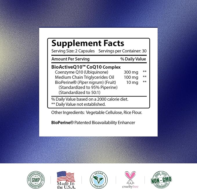 Research Verified CoQ10-100% Pure Extra Strength 300mg CoQ10 – Improved Absorption and Bioavailability with Bioperine - Boost Antioxidant Levels, Improve Cardiovascular Health, 360 Vegan Capsules