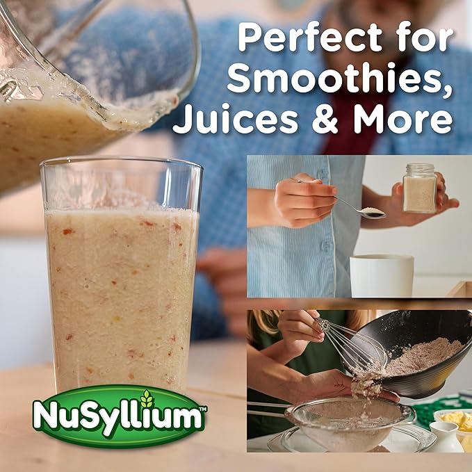 NuSyllium Psyllium Husk Powder, USDA Organic, 30.5 Oz, Dietary Fiber Supplement with Brown Sugar, Helps Digestive Health* Natural Orange, 72 Servings