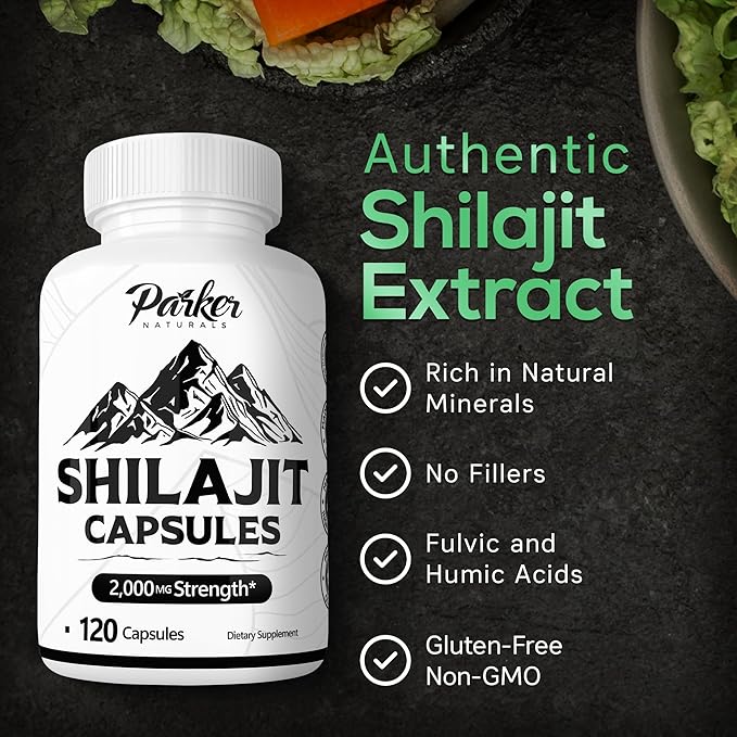 Pure Himalayan Shilajit Capsules, 2000 mg Strength Shilajit Resin and Fulvic Acid Supplement, Vegan and Gluten-Free Capsules, 120 Count