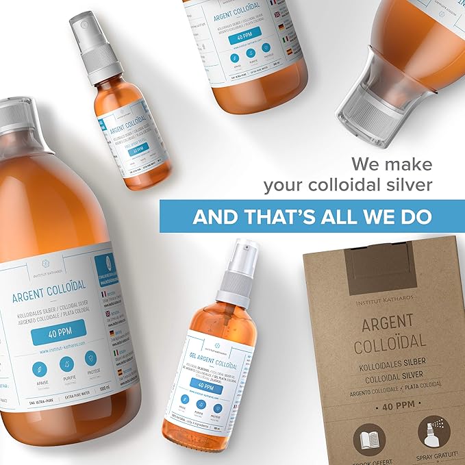 Colloidal Silver Liquid 10 fl oz & Spray to Fill ● Bioactive Hydrosol Silver Water ● Natural Immune Support Nano Sol Supplement Solution ● Ionic Minerals 40 PPM ● Organic Structured Plata Coloidal
