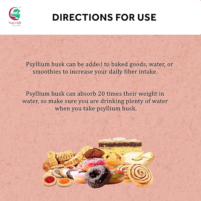 Psyllium Husk Whole 2 lb (32Oz), Use in Smoothies, Cooking and Baking, Unflavored, Fine Ground, 100% Natural, Non GMO, by Yogi's Gift®
