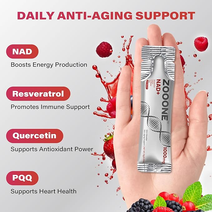 zooone- NAD+ Supplement 30pcs, Premium Nicotinamide Riboside & Resveratrol, DNA Repair & Healthy Aging， Advanced NAD Supplement for Men & Women, Boosts Cellular Energy
