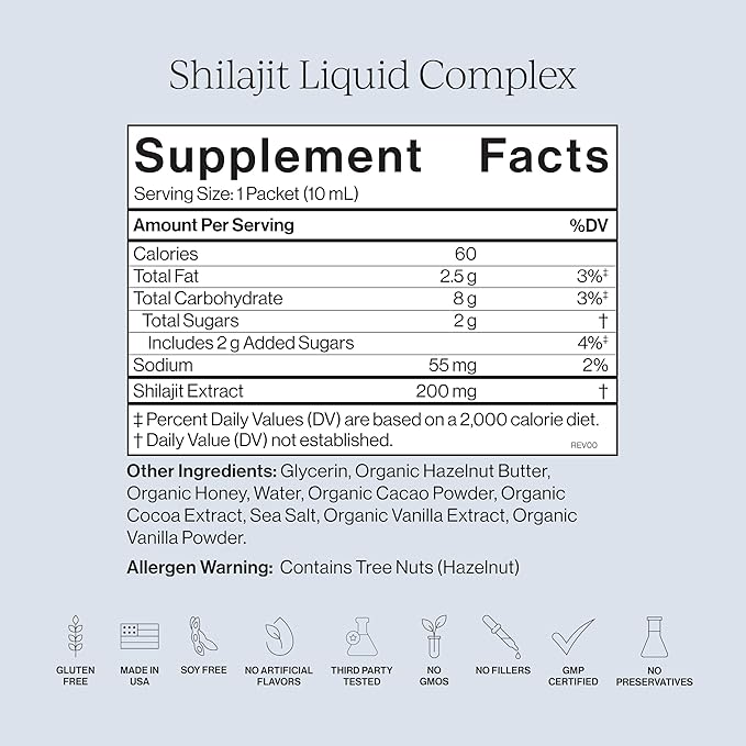 Cymbiotika Shilajit Liquid Complex – 85+ Trace Minerals for Energy, Focus & Recovery Adaptogen – Fulvic & Humic Acid – Cacao, Honey, Hazelnut Butter & Sea Salt – 26 Daily Packets