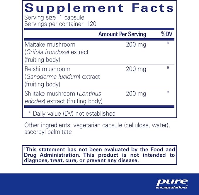 Pure Encapsulations M/R/S Mushroom Formula | Hypoallergenic Supplement Promotes Immune Health and Provides Broad-Spectrum Physiological Support | 120 Capsules
