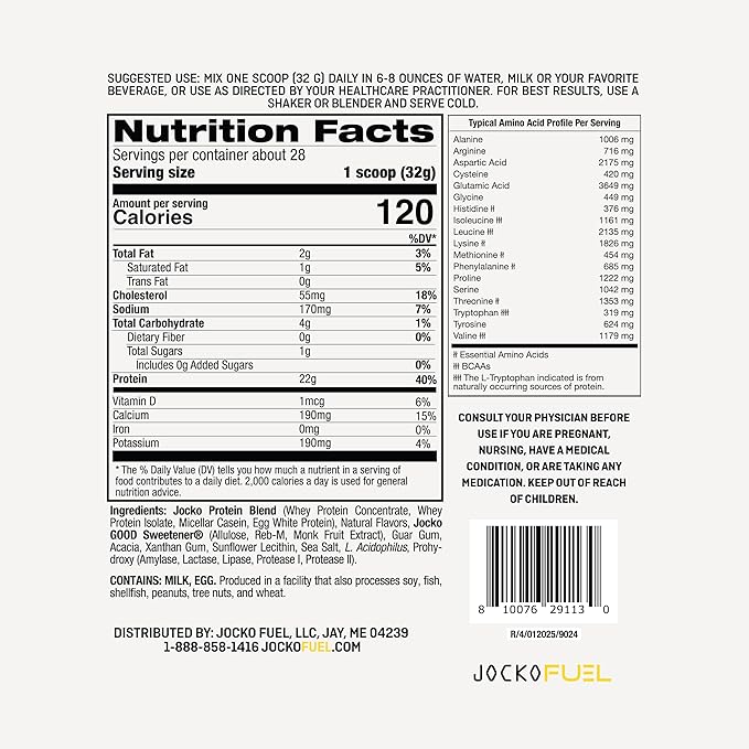 Jocko Fuel Mölk Whey Protein Powder 22g Low Sugar Monk Fruit Blend - Muscle Recovery & Growth, Packaging May Vary (28 Servings, Banana Cream)