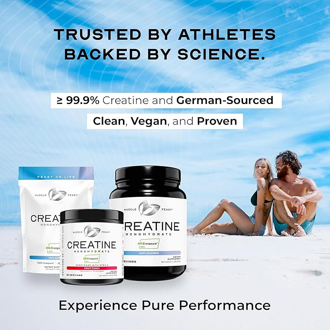 Muscle Feast Creapure Creatine Monohydrate Powder, Vegan Keto Friendly Gluten-Free, Mass Gainer, Muscle Recovery Supplement and Trusted Creatine for Muscle Growth, Creatine Powder, Unflavored, 500g