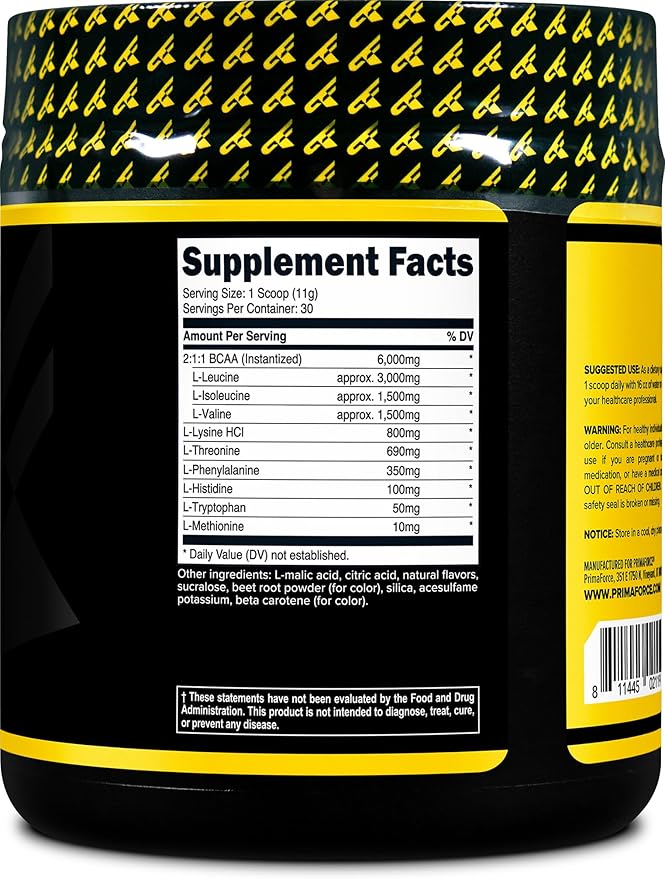 Primaforce EAA Powder (30 Servings, Tropical Punch) - Essential Amino Acids for Pre/Intra Workout and Recovery - Non-GMO and Gluten Free