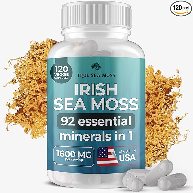 Irish Sea Moss Capsules - 120 Original Capsules (1600mg) - Prebiotic Superfood - Boosts The Immune & Digestive System - Healthy Skin, Keto Detox, Gut, Joint Support