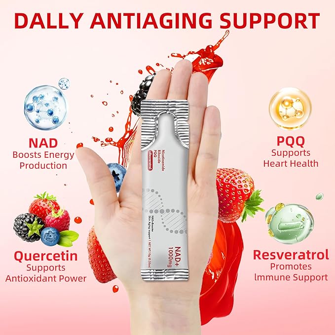 NAD+ Liquid Supplement, 1000mg High-Potency Resveratrol with PQQ | NAD Supplement for Daily Wellness, Cellular Support & Nutritional Balance