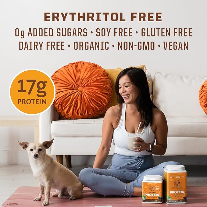 Sunwarrior Clean Vegan Protein Powder Chocolate | Organic Protein Powder Plant Based Formula with 5 Superfood Blend | Non-GMO Low Carb Soy Dairy & Gluten Free (Chocolate, 30 Servings)