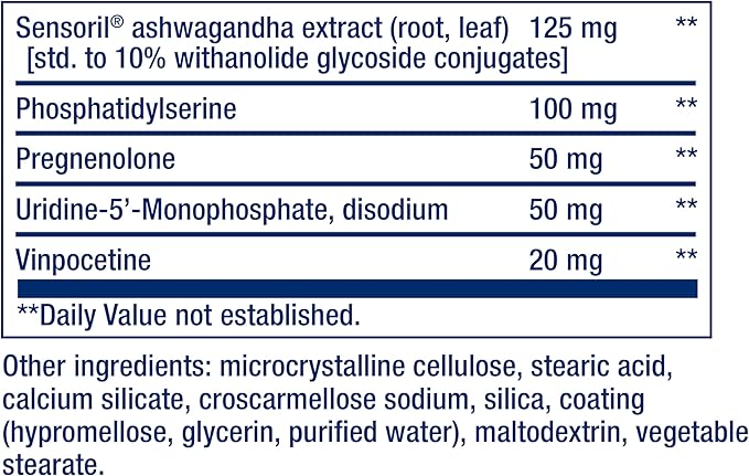Life Extension Cognitex Elite Pregnenolone- Brain Health Supplement for Memory, Focus & Cognition- Formula with Phosphatidylserine, Ashwagandha & SAGE Extract, Calcium + More- 60 Vegetarian Tablets
