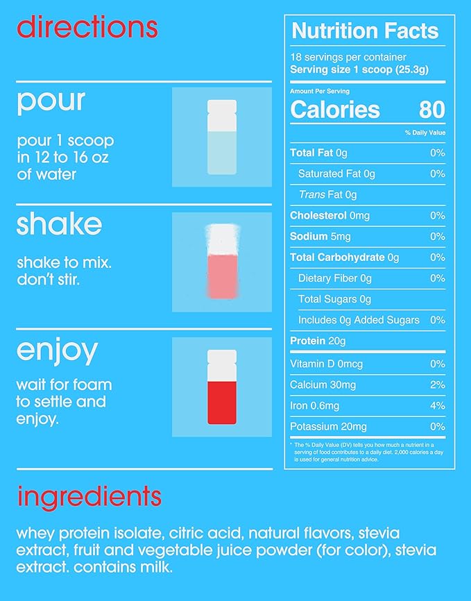 GRAMMS Clear Protein Powder, Strawberry Acai | 20g Protein Grass-Fed Whey Isolate, Zero Sugar, Zero Lactose, Non-Bloating, Non-GMO, Protein for Women (18 Servings)