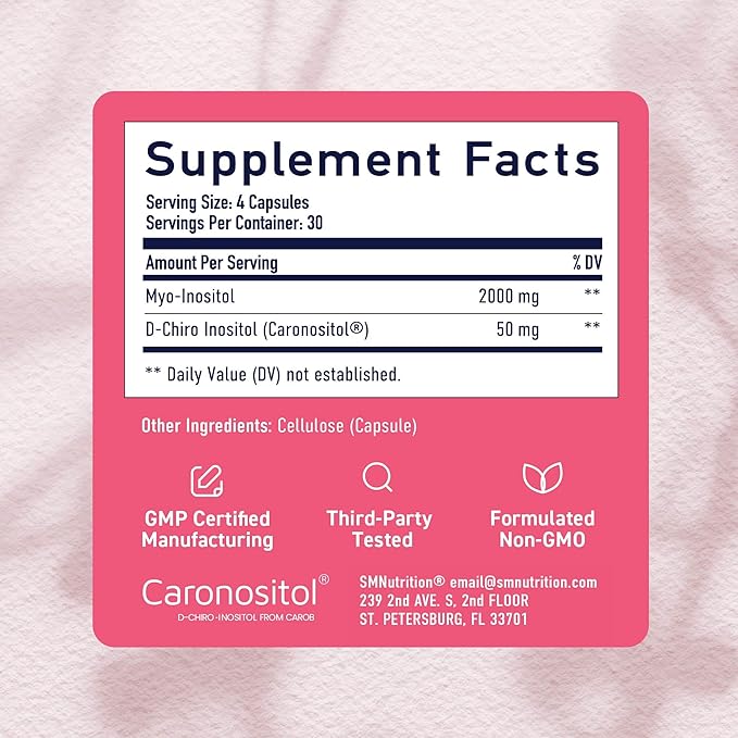Myo-Inositol & D-Chiro Inositol for Hormone Balance for Women | Fertility, Ovarian Health & Cycle Support | Ideal 40:1 Ratio, Myoinositol 2000mg & D Chiro 50mg | Ovarian Support Vitamins | 120 Ct.