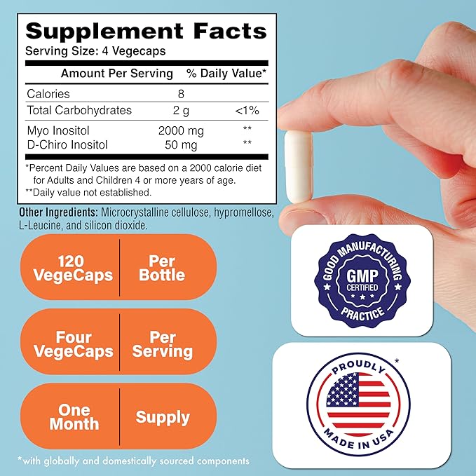 Health Thru Nutrition OVARIS | Ovarian Health Complex | Inositol 40:1 Myo to D-Chiro | Hormonal & Ovary Function Support | Vitamin B8 Supplement for Women | Certified Vegan Non-GMO | Pack of 120