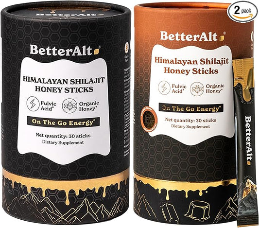Pure Himalayan Shilajit Sticks with Organic Honey, Saffron | Easy to Consume Shilajit| Energy Boost & Immune Support, 85+ Trace Minerals, 75%+ Fulvic Acid (Pack of 2) Classic + Caramel