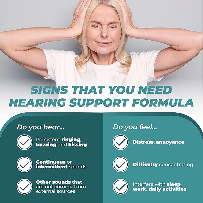 PUREHEALTH RESEARCH Hearing Support Formula - Tinnitus Supplement with Flavonoids & Hearing Vitamins to Help Silence The Noise, Safely and Naturally - Ear Tinnitus Relief for Ringing Ears, 1 Bottle