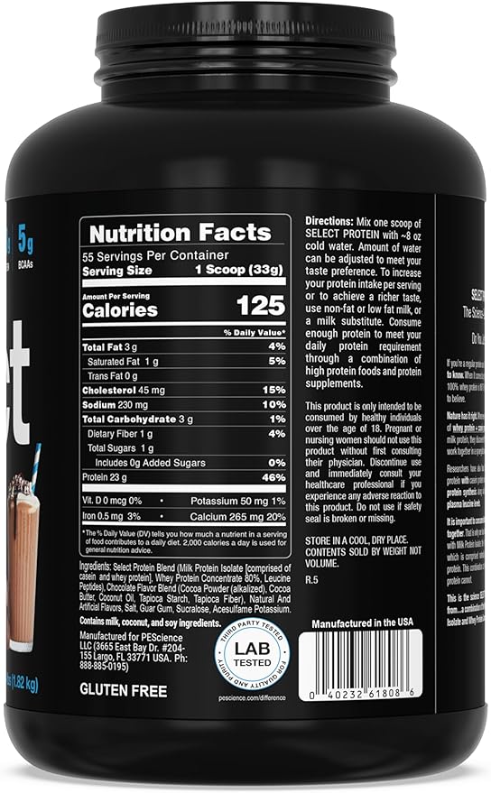 PEScience Select Protein Powder, Whey and Casein Blend, Clean Protein Powder for Women and Men, Low Calorie, Low Carb, Keto Friendly, Gluten Free - Chocolate Truffle - 55 Servings