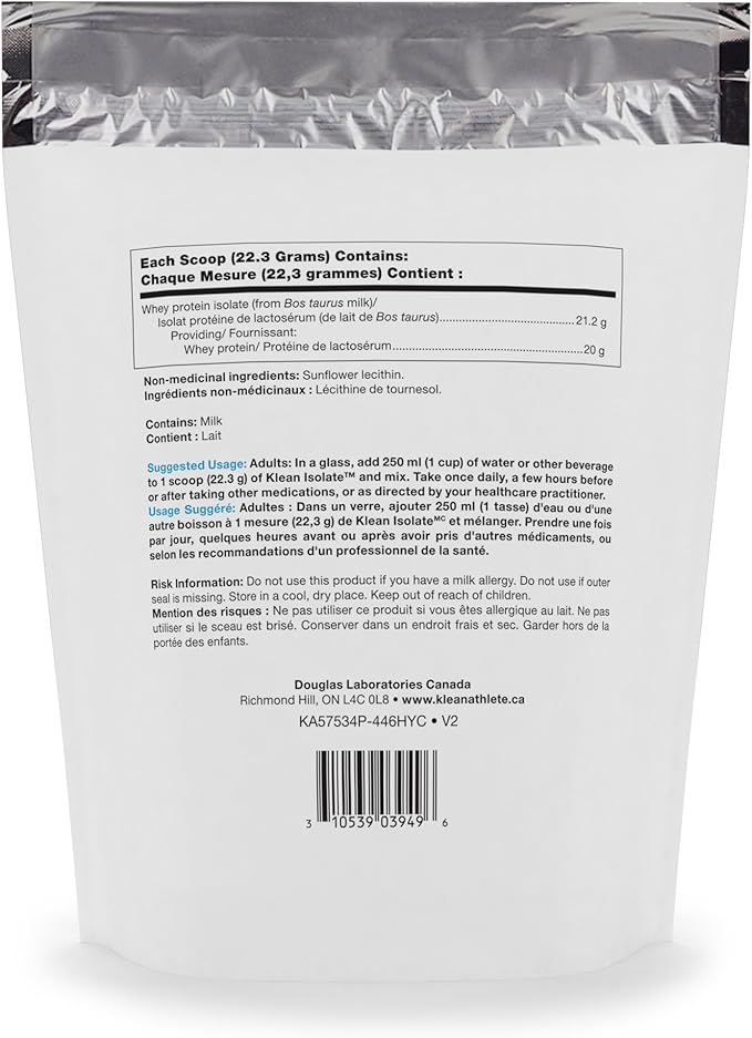 Klean Athlete Klean Isolate - Whey Protein Isolate - Daily Protein & Amino Acid - Intake for Muscle Integrity* - NSF Certified for Sport - 20 Servings - Unflavored