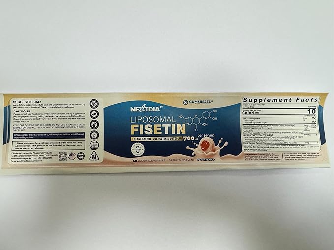 Liposomal Fisetin Complex Gummies - Healthy Aging & Cellular Renewal Support - 98% Purity Fisetin Supplement w/Trans-Resveratrol, Quercetin, Luteolin, Vitamin C & E, 1-A-Day, Vegan 120 Servings