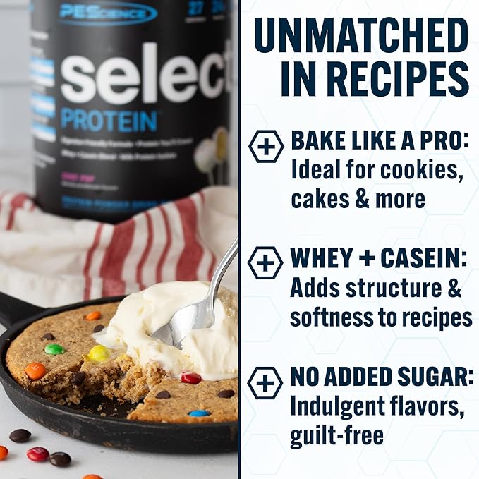 PEScience Select Protein Powder, Whey and Casein Blend, Clean Protein Powder for Women and Men, Low Calorie, Low Carb, Keto Friendly, Gluten Free - Cake Pop - 27 Servings