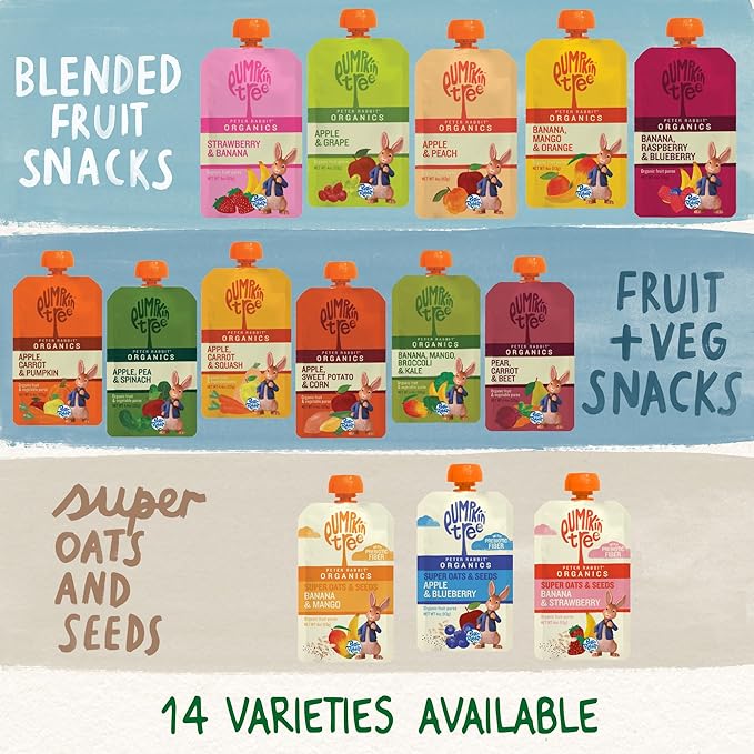 Pumpkin Tree Peter Rabbit Organics Strawberry and Banana Pure Fruit Snack, 4 Ounce (Pack of 10)