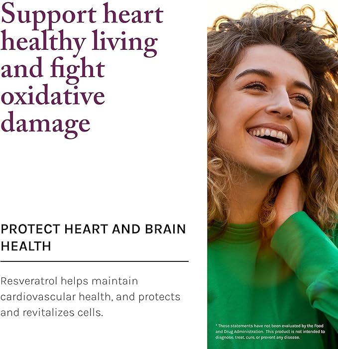 Reserveage Beauty Resveratrol 250 mg - Best Trans-Resveratrol - Vegan Antioxidant Supplement for Cellular & Heart Health - Aids Healthy Aging & Immune Health - 60 Vegetable Capsules