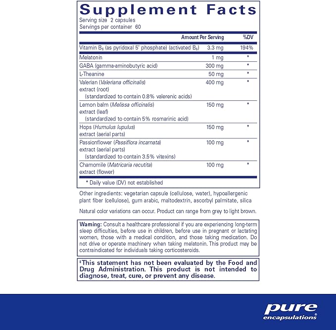 Pure Encapsulations Best-Rest Formula - Supports Restful Sleep - for Relaxation - Restful Sleep Supplement - Non-GMO & Vegan - 120 Capsules