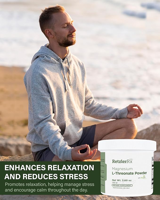 RetzlerRx Magnesium L-Threonate Powder with Magtein® - Brain-Supporting Magnesium Threonate Complex - Unflavored, Gluten-Free Supplement for Cognitive Health - 60 Servings